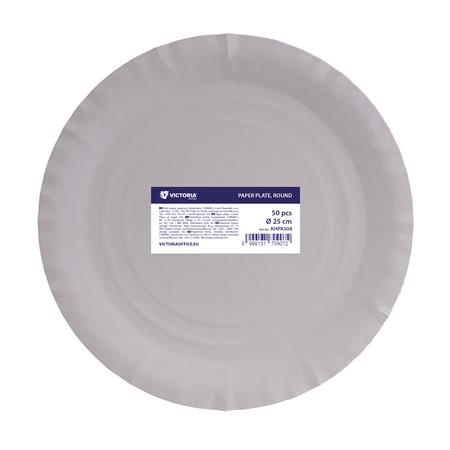 Papírtányér, kerek, 25 cm átmérő, VICTORIA FACILITY